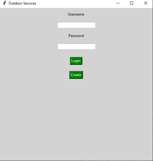 The enhanced login screen GUI.