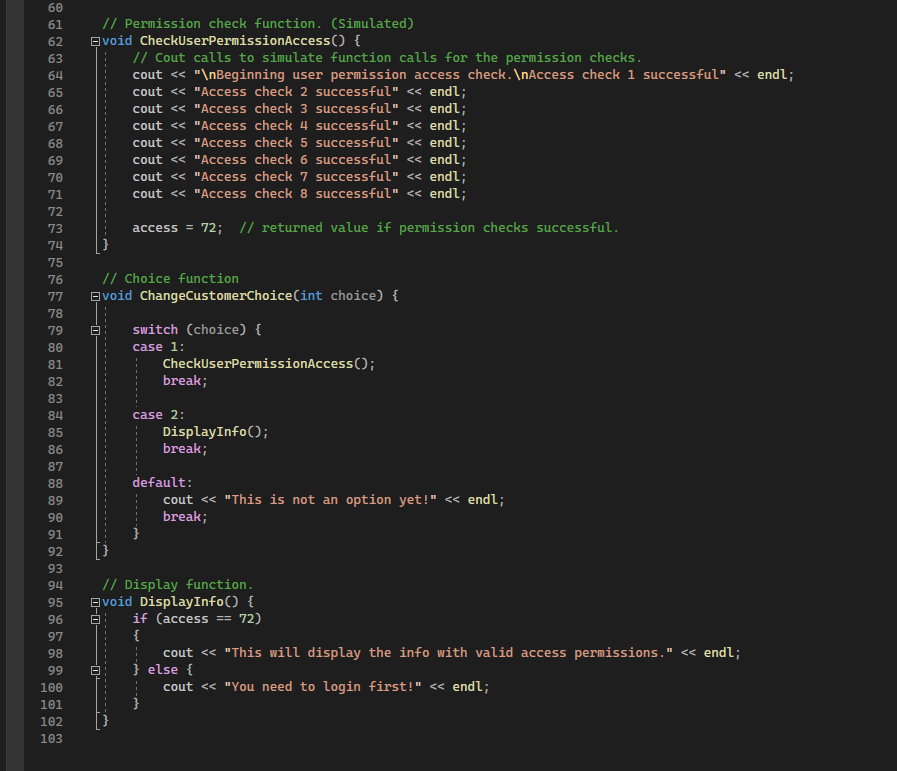 Example of the original artifact C++ code.