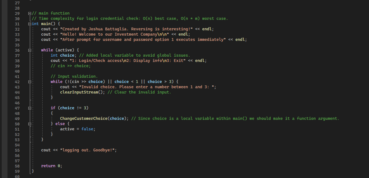 The C++ converted main function.