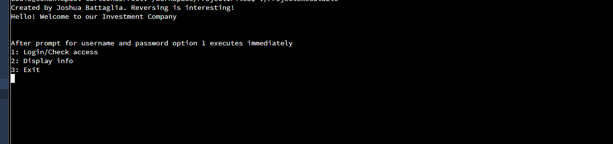 The C++ application initial entry appearance.